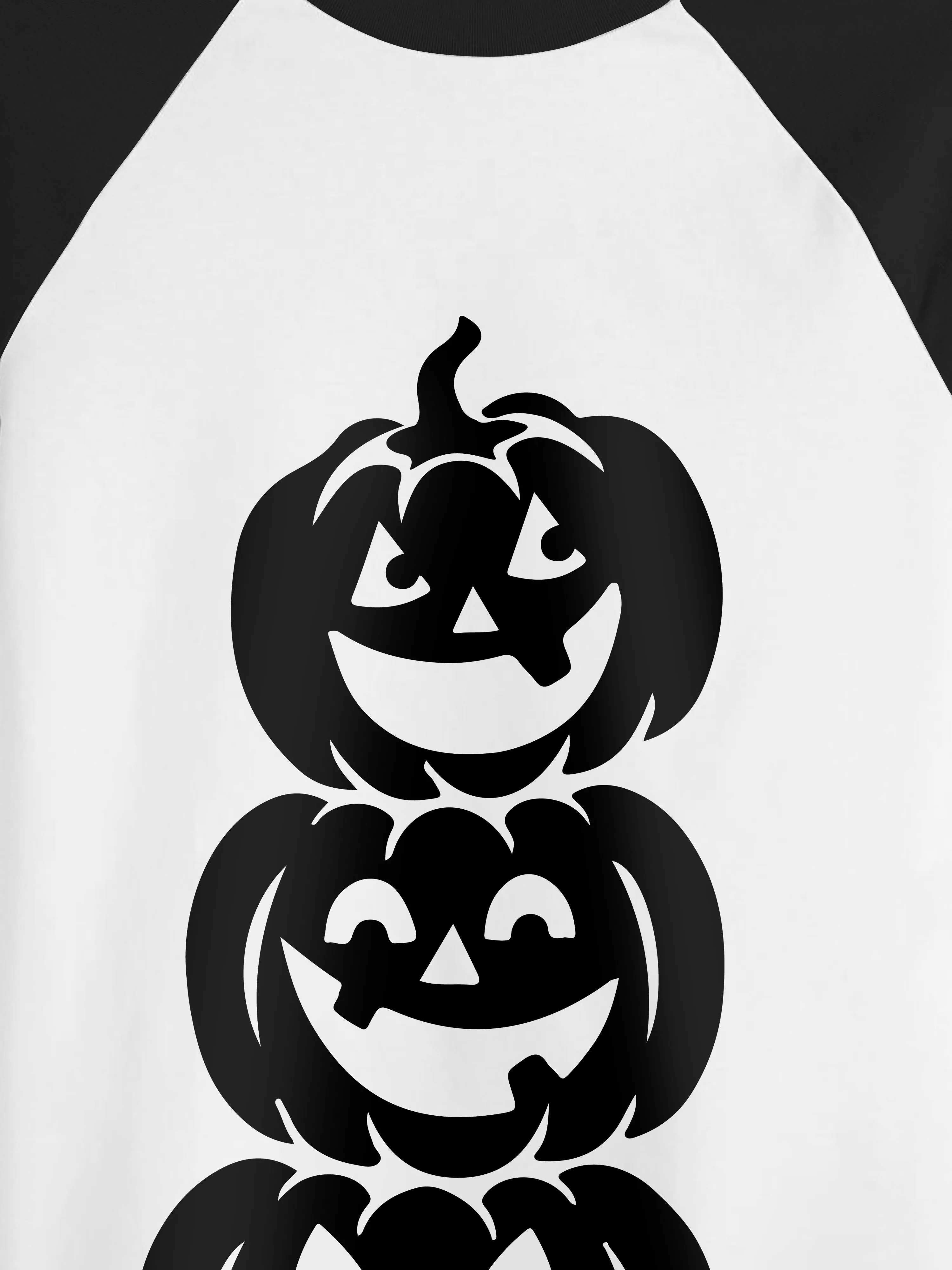 Mens Raglan Graphic Print 3-Stack Jack-O-Lanterns T Shirt