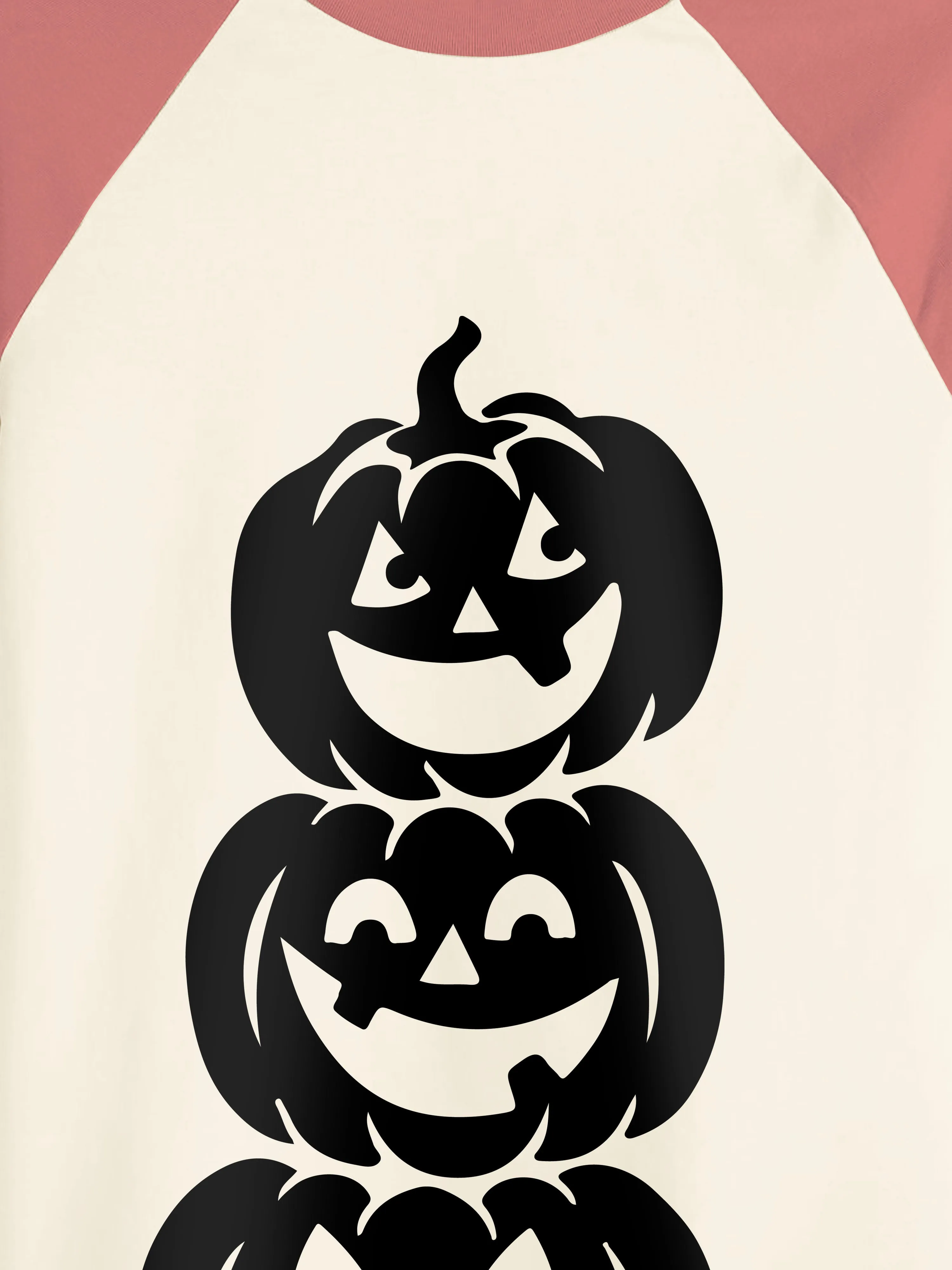 Mens Raglan Graphic Print 3-Stack Jack-O-Lanterns T Shirt