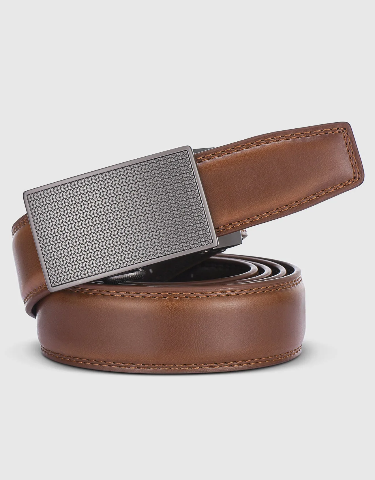 Men's Repeated Block Leather Ratchet  Belt