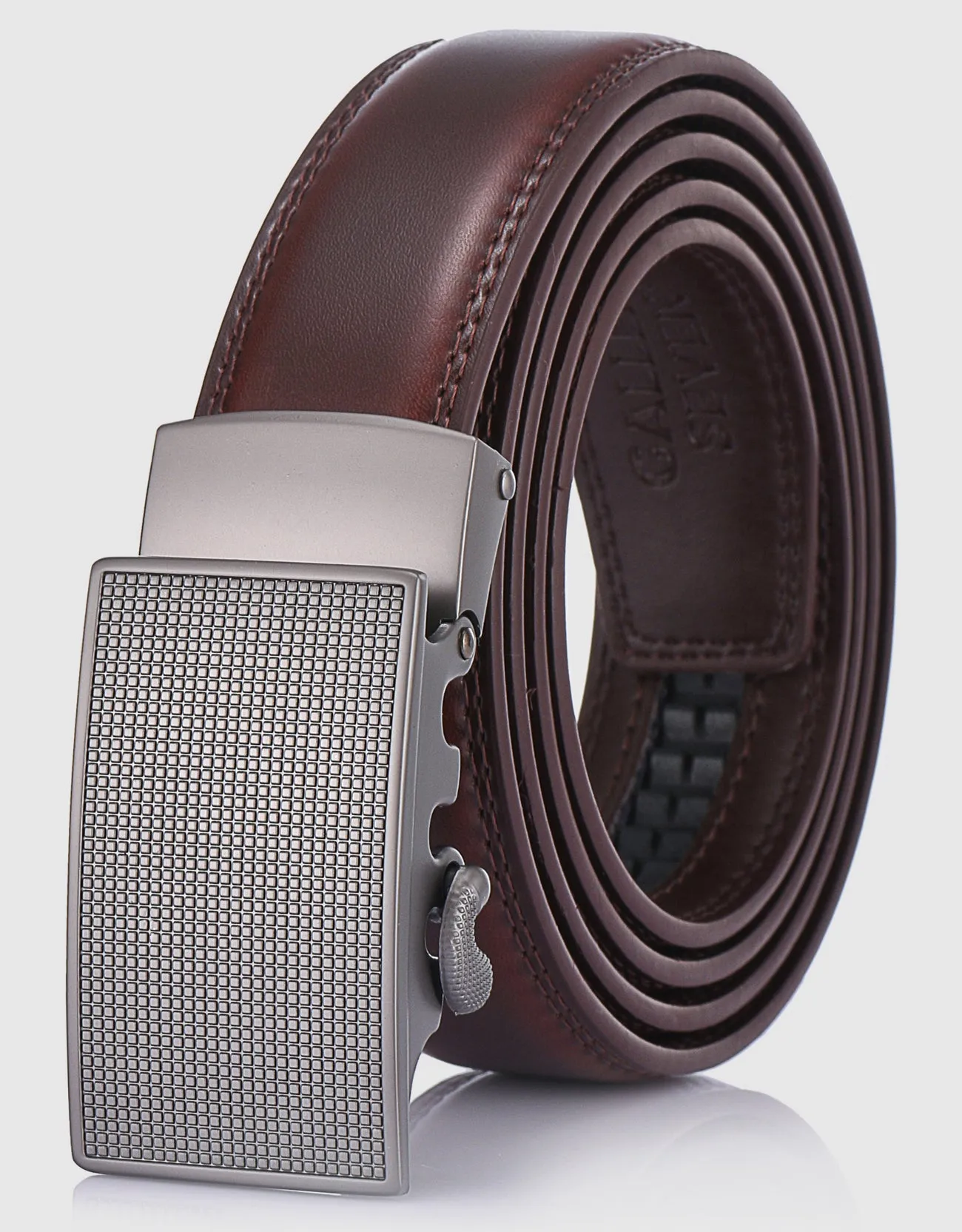 Men's Repeated Block Leather Ratchet  Belt