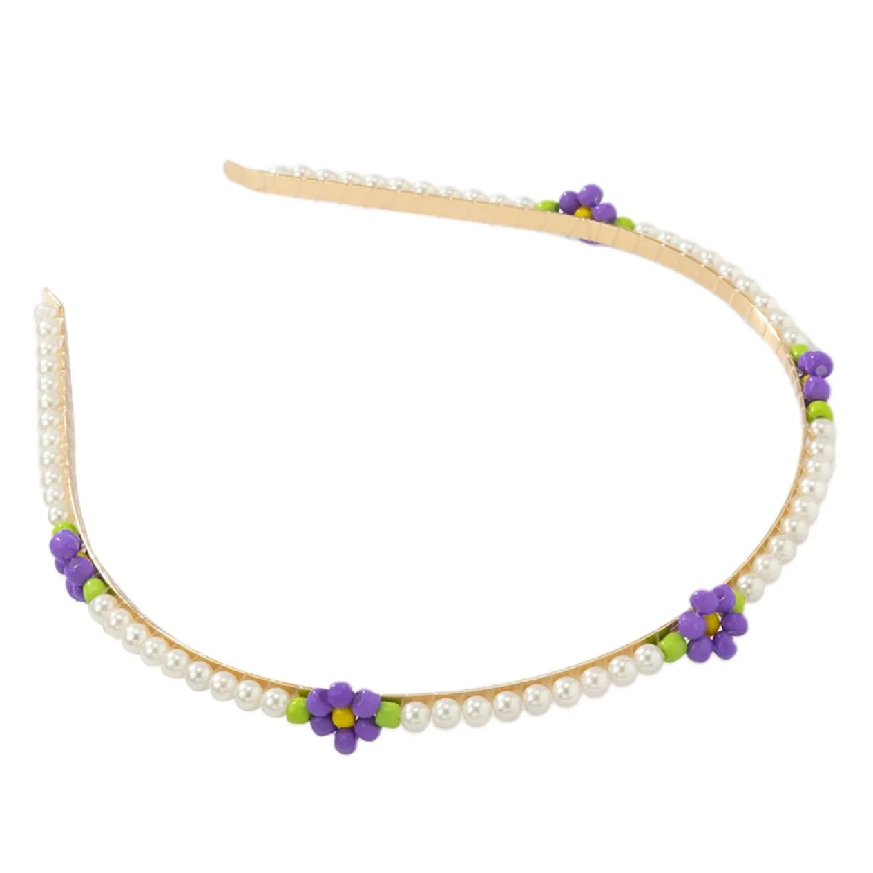 MERRYHAPY Daisy Flower Pearl Headband for Women Bridal Hair Accessory Fashion Metal Headband