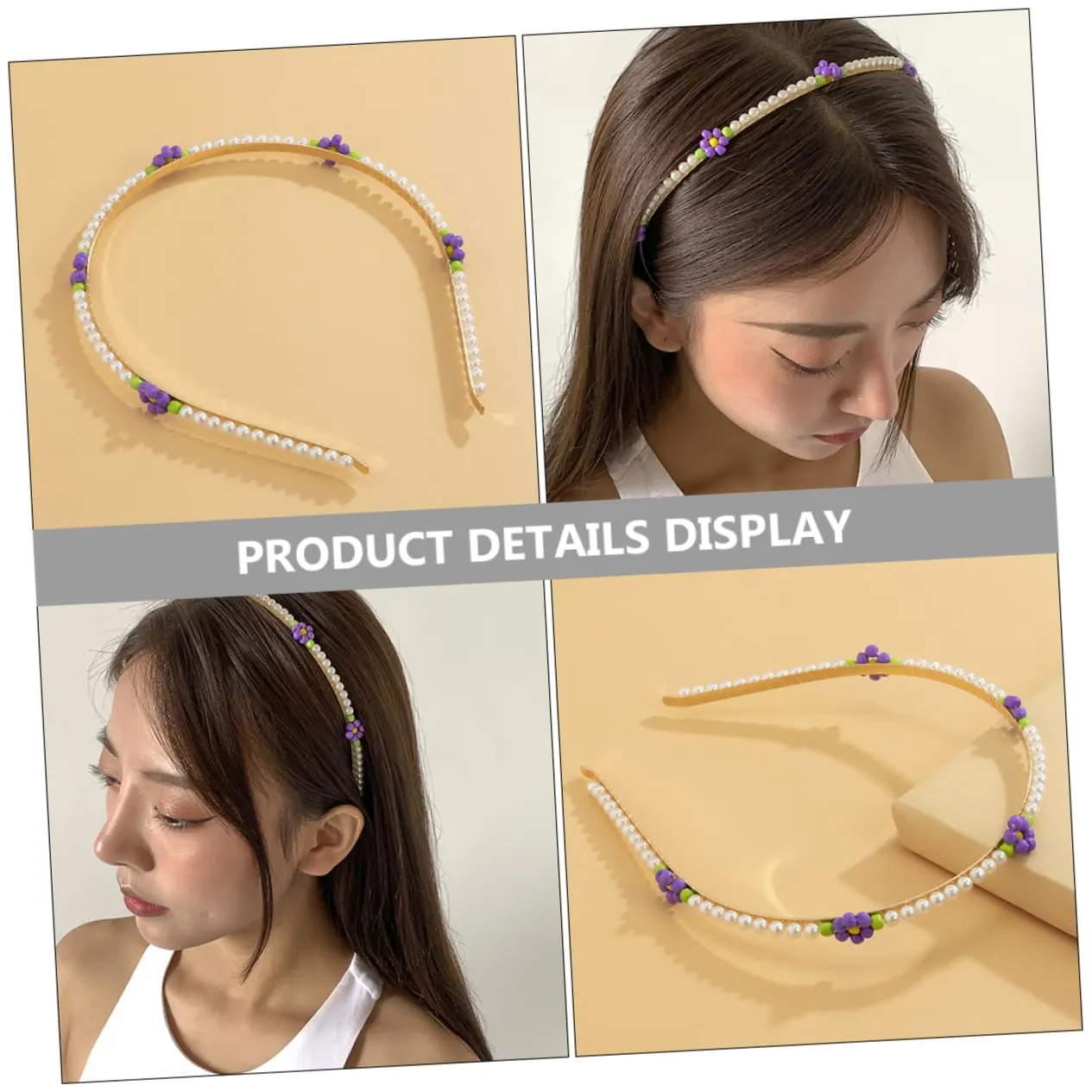 MERRYHAPY Daisy Flower Pearl Headband for Women Bridal Hair Accessory Fashion Metal Headband