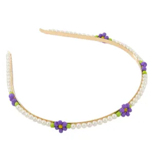 MERRYHAPY Daisy Flower Pearl Headband for Women Bridal Hair Accessory Fashion Metal Headband