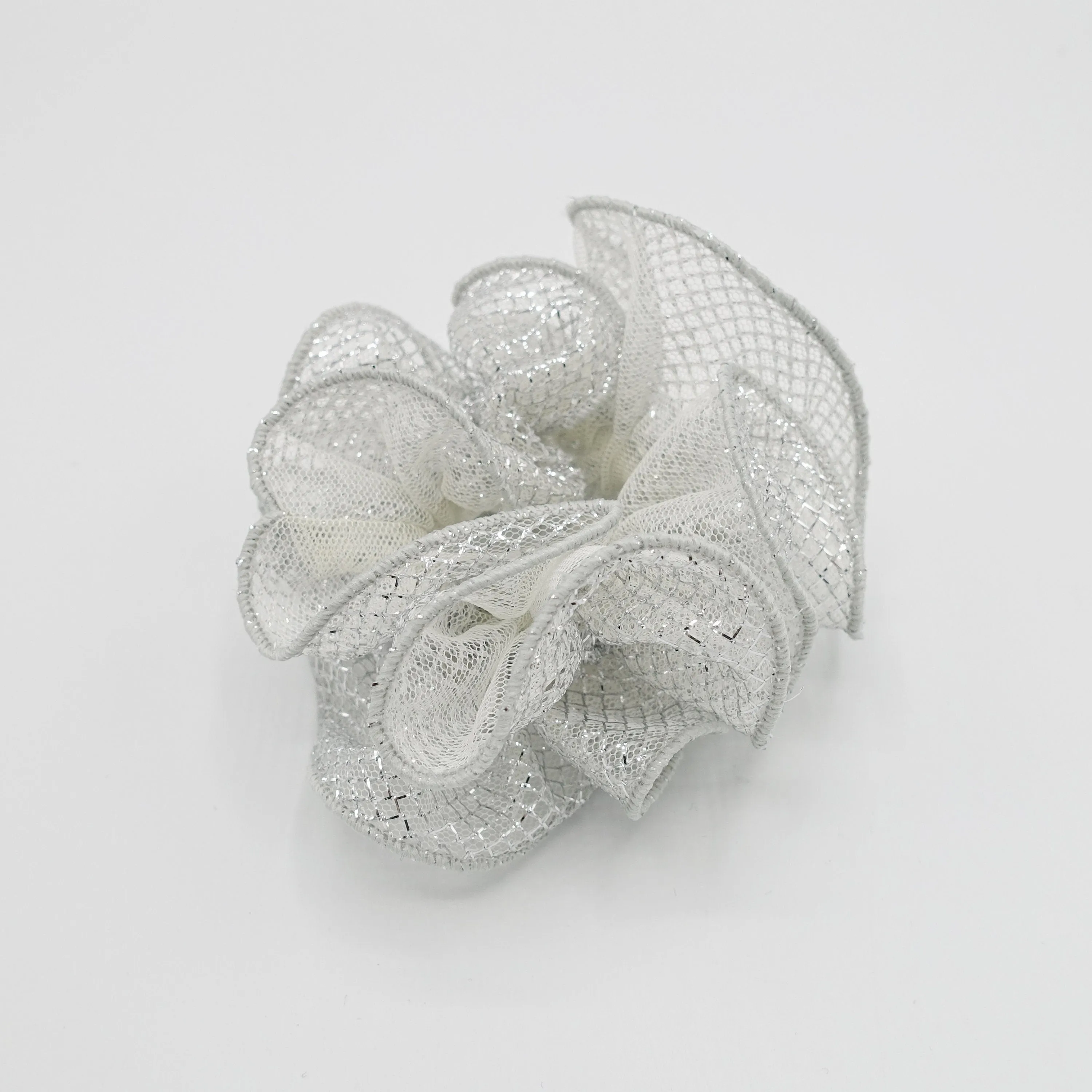 mesh lame hair scrunchies glittering hair elastic for women
