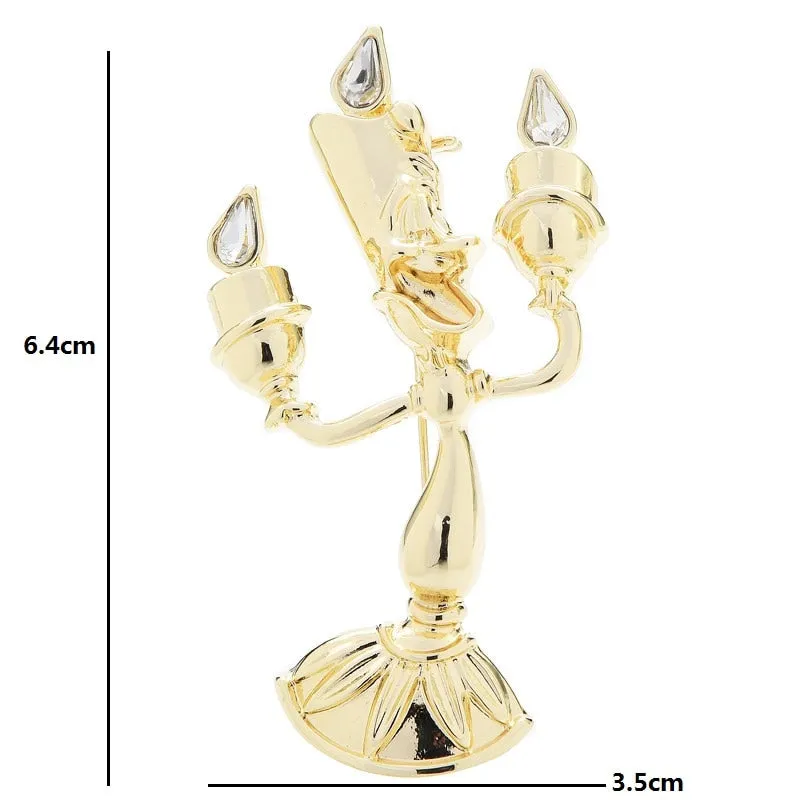 Metal Candleholder Brooches Women Unisex Cartoon Candlestick Brooch
