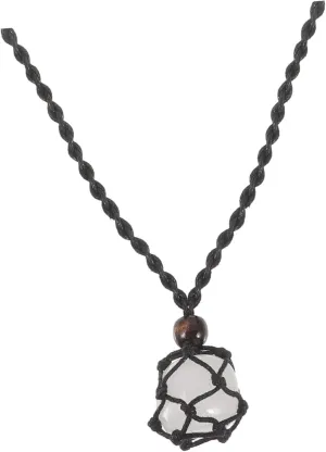 Methyst Stone Adjustable Rope Necklace Natural Crystal Pendant for Women Men Fashion Jewelry