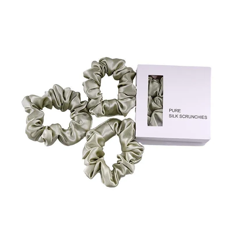 Midi Silk Scrunchies Olive - 3 Pack - Dropshipping