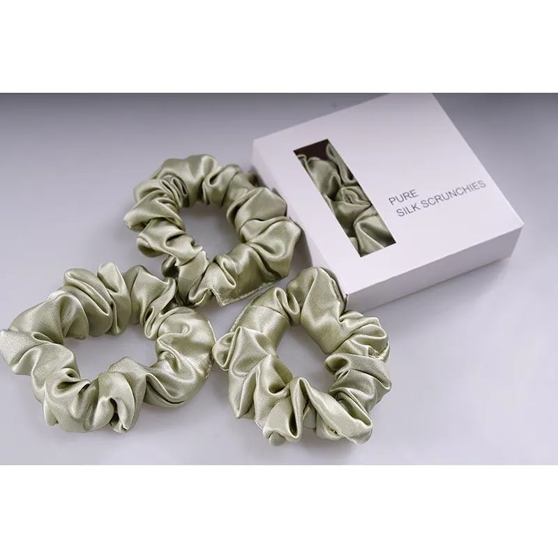Midi Silk Scrunchies Olive - 3 Pack - Dropshipping