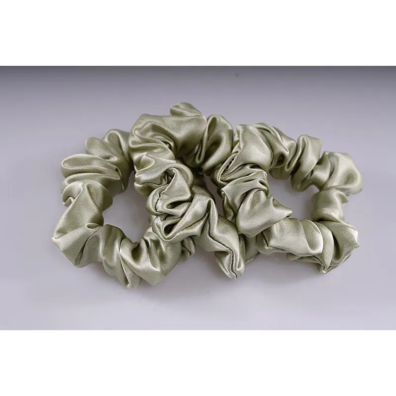 Midi Silk Scrunchies Olive - 3 Pack - Dropshipping