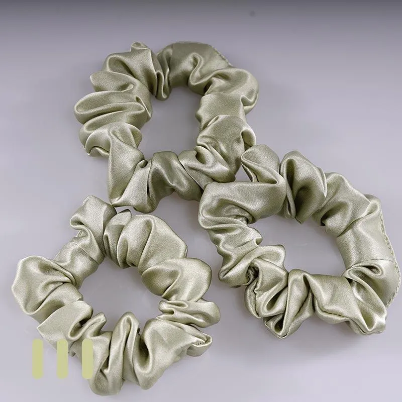 Midi Silk Scrunchies Olive - 3 Pack - Dropshipping