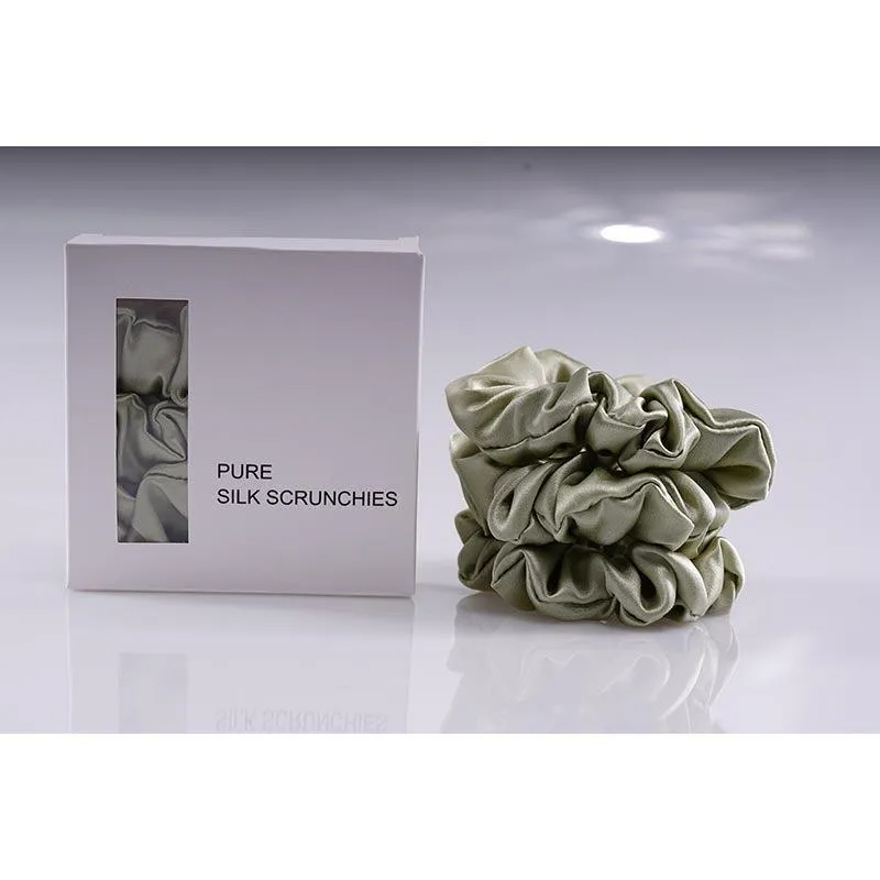 Midi Silk Scrunchies Olive - 3 Pack - Dropshipping