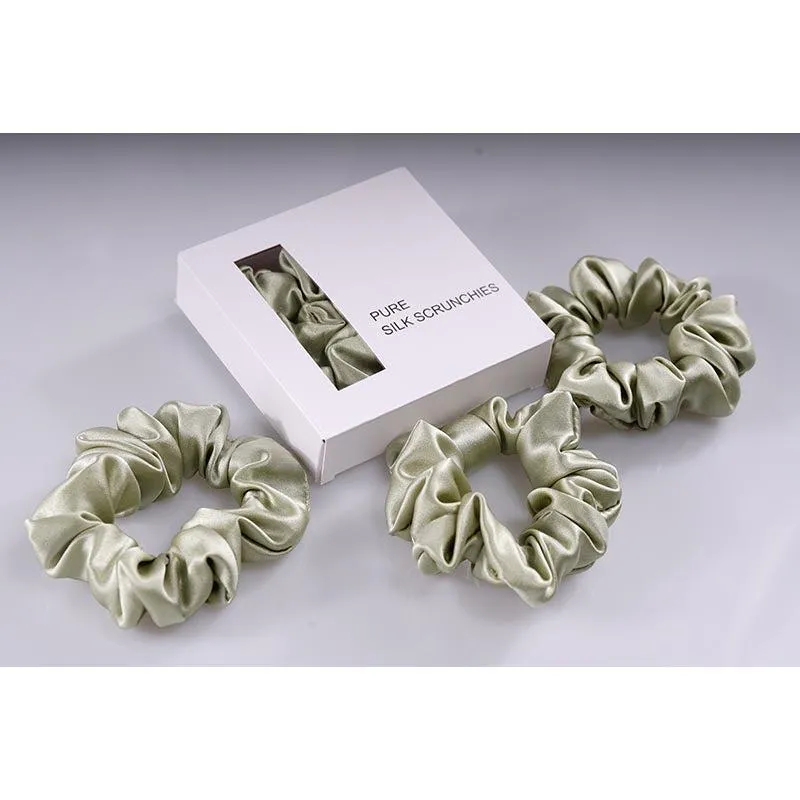 Midi Silk Scrunchies Olive - 3 Pack - Dropshipping