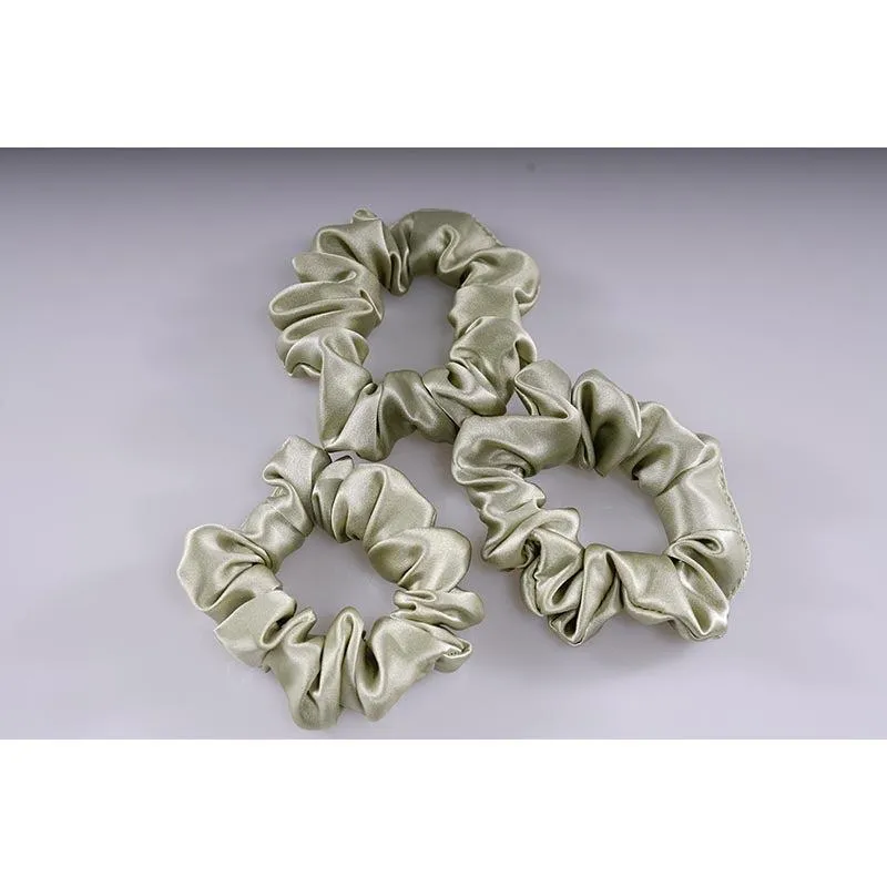 Midi Silk Scrunchies Olive - 3 Pack - Dropshipping