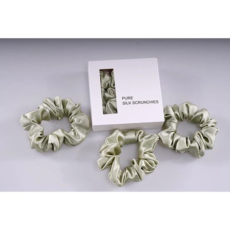 Midi Silk Scrunchies Olive - 3 Pack - Dropshipping