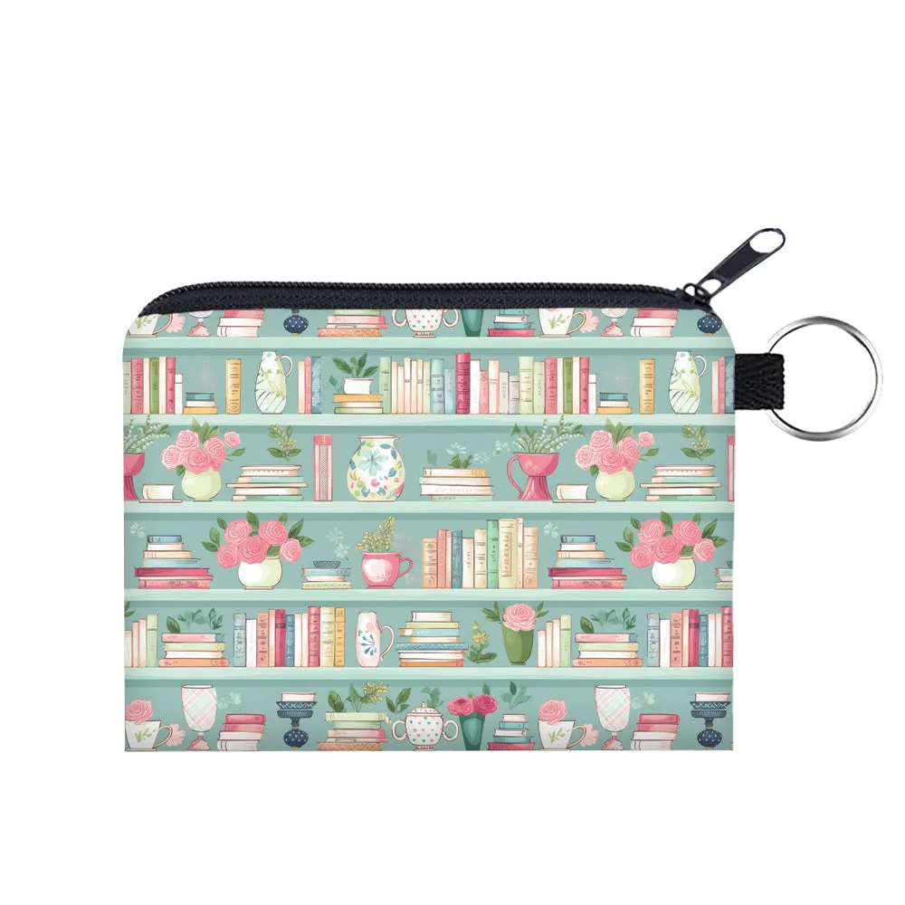 Mini Pouch - Mint Floral Bookcase