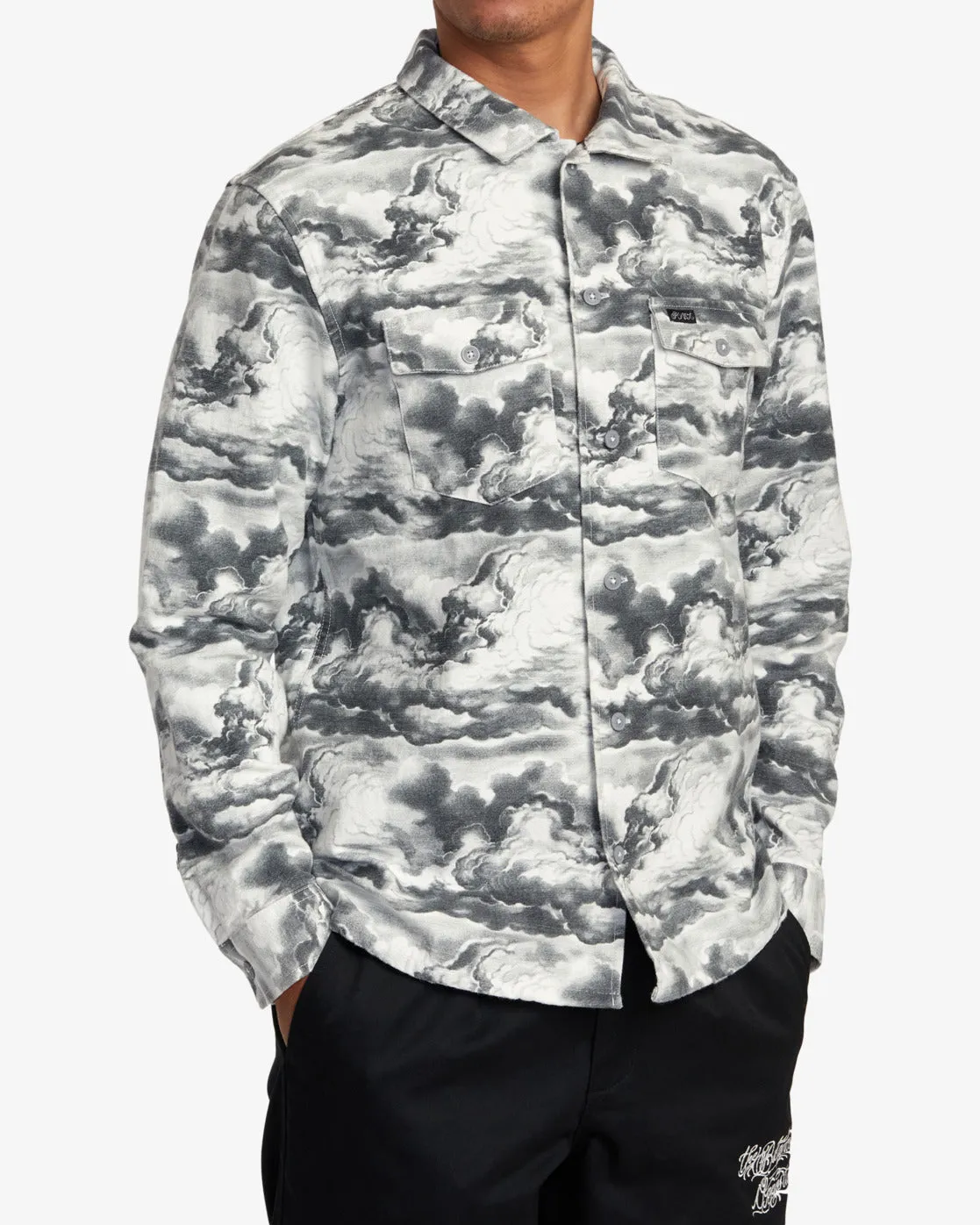 Mister Cartoon Cloud Shirt Jacket - Black/White