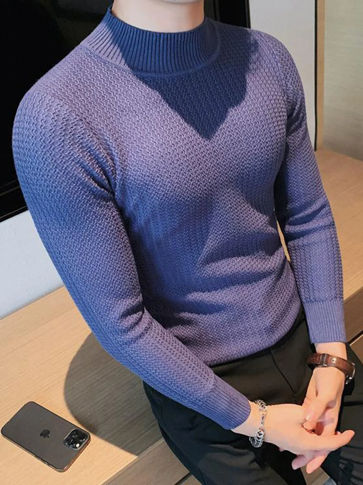 Mock-Neck Texture Baselayer Sweater