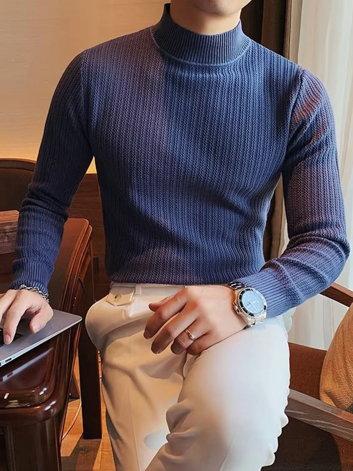 Mock-Neck Texture Baselayer Sweater