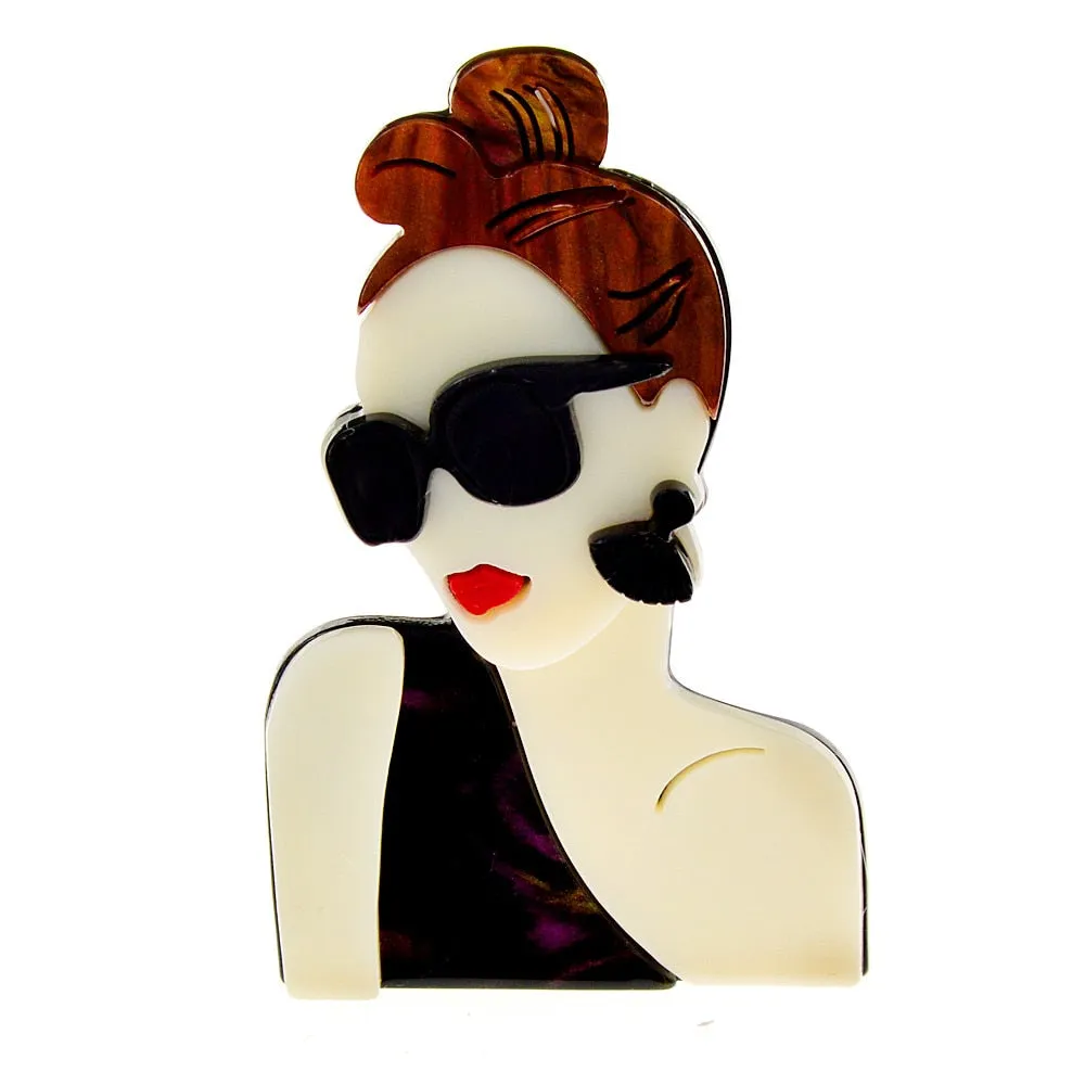 Moden Fashion Acrylic Girl Brooches For Women Acetate Fiber Pin 2 Colors Available