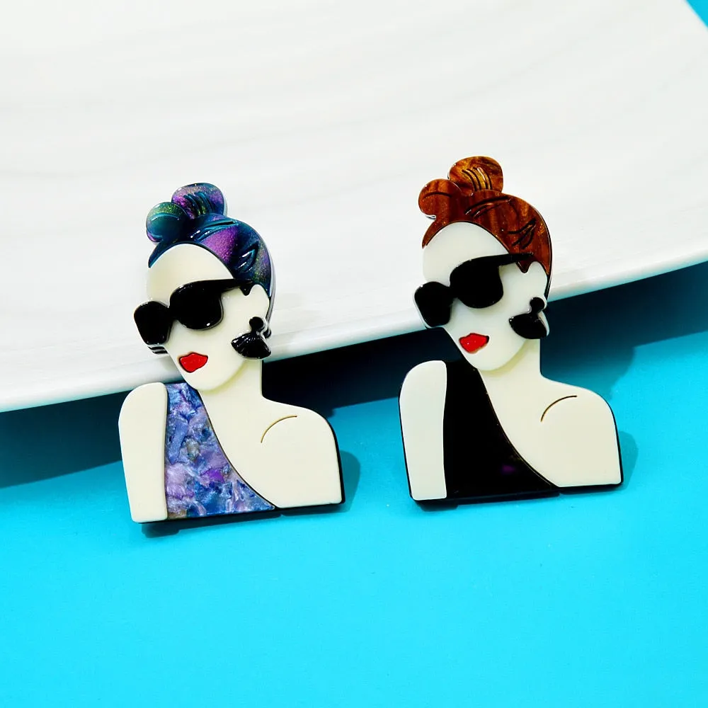 Moden Fashion Acrylic Girl Brooches For Women Acetate Fiber Pin 2 Colors Available
