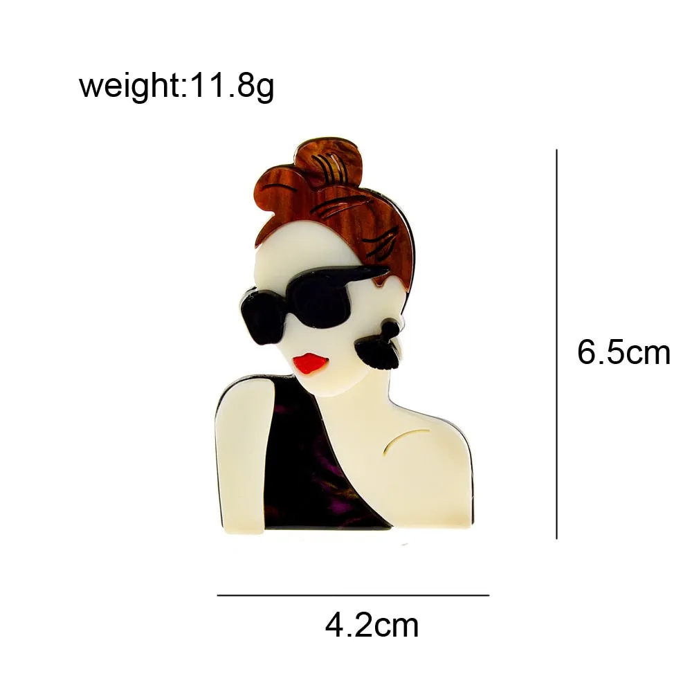 Moden Fashion Acrylic Girl Brooches For Women Acetate Fiber Pin 2 Colors Available