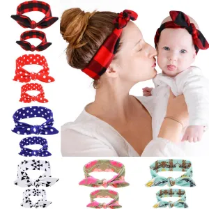 Mom And Baby Rabbit Ears Baby Headbands Hair Hoop Stretch Knot Hair Bows Cotton Children Hair Bands For baby Hair Accessories