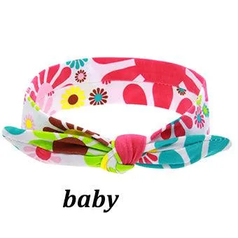Mom And Baby Rabbit Ears Baby Headbands Hair Hoop Stretch Knot Hair Bows Cotton Children Hair Bands For baby Hair Accessories