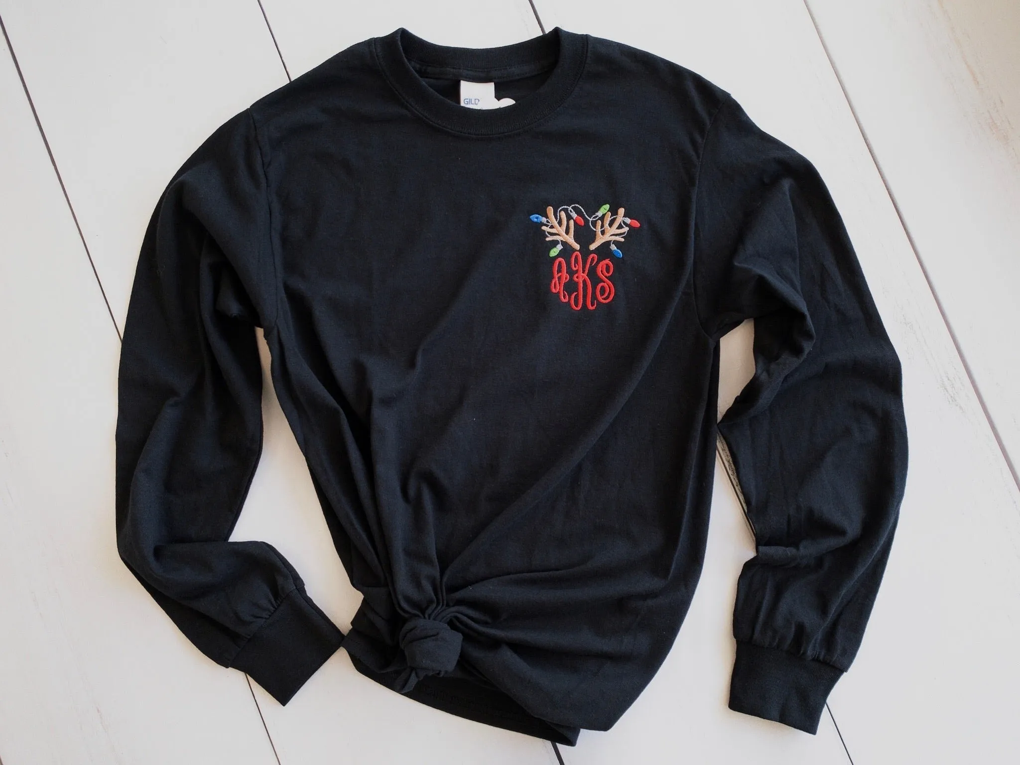 Monogram Market’s Monogram Tee, Christmas Reindeer Antlers with Lights