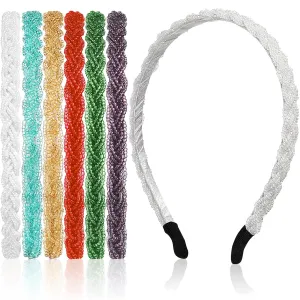 MTLEE 6 Pieces Beaded Headbands for Women Sparkly Crystal Beaded Hair Hoop Hairbands Multiple Color Hair Accessories Head Bands Christmas Gift(Bright Colors)