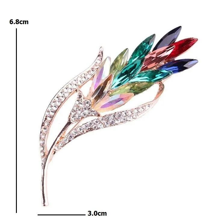 Multicolor Crystal Wheat Brooches Women Flower Weddings Casual Brooch