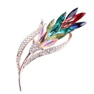 Multicolor Crystal Wheat Brooches Women Flower Weddings Casual Brooch