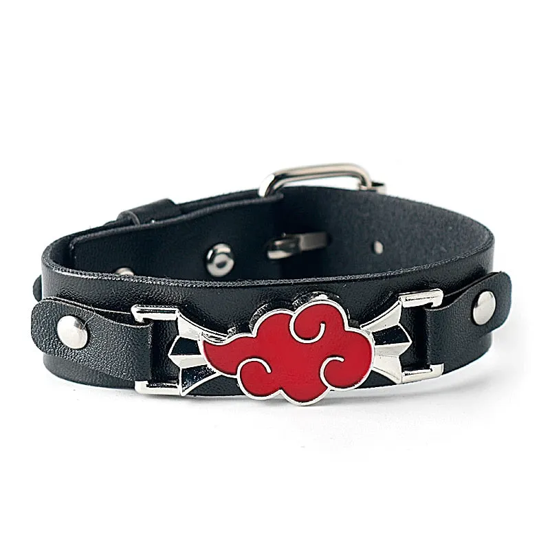 Multilayer Leather Bracelet Men Comics Cartoon Akatsuki Red Cloud Logo Bracelets
