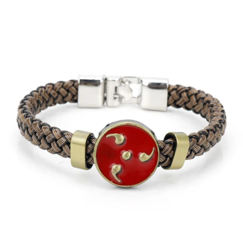 Multilayer Leather Bracelet Men Comics Cartoon Akatsuki Red Cloud Logo Bracelets