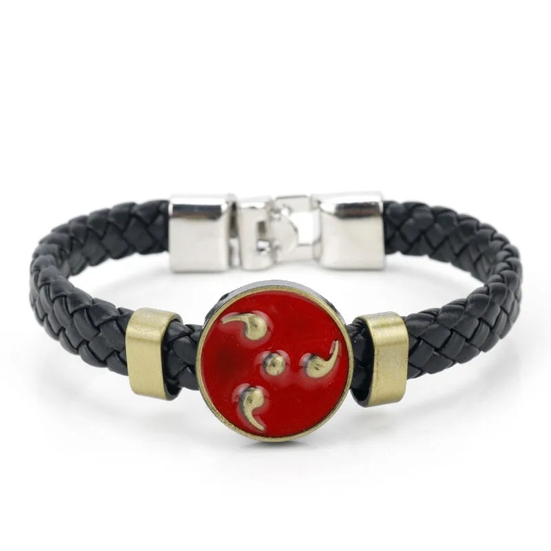 Multilayer Leather Bracelet Men Comics Cartoon Akatsuki Red Cloud Logo Bracelets