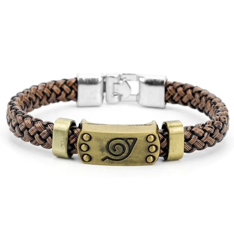 Multilayer Leather Bracelet Men Comics Cartoon Akatsuki Red Cloud Logo Bracelets