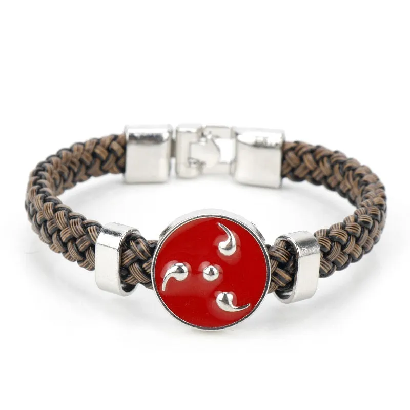 Multilayer Leather Bracelet Men Comics Cartoon Akatsuki Red Cloud Logo Bracelets