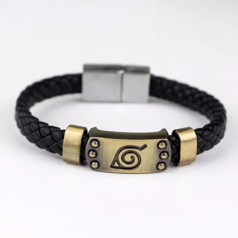 Multilayer Leather Bracelet Men Comics Cartoon Akatsuki Red Cloud Logo Bracelets