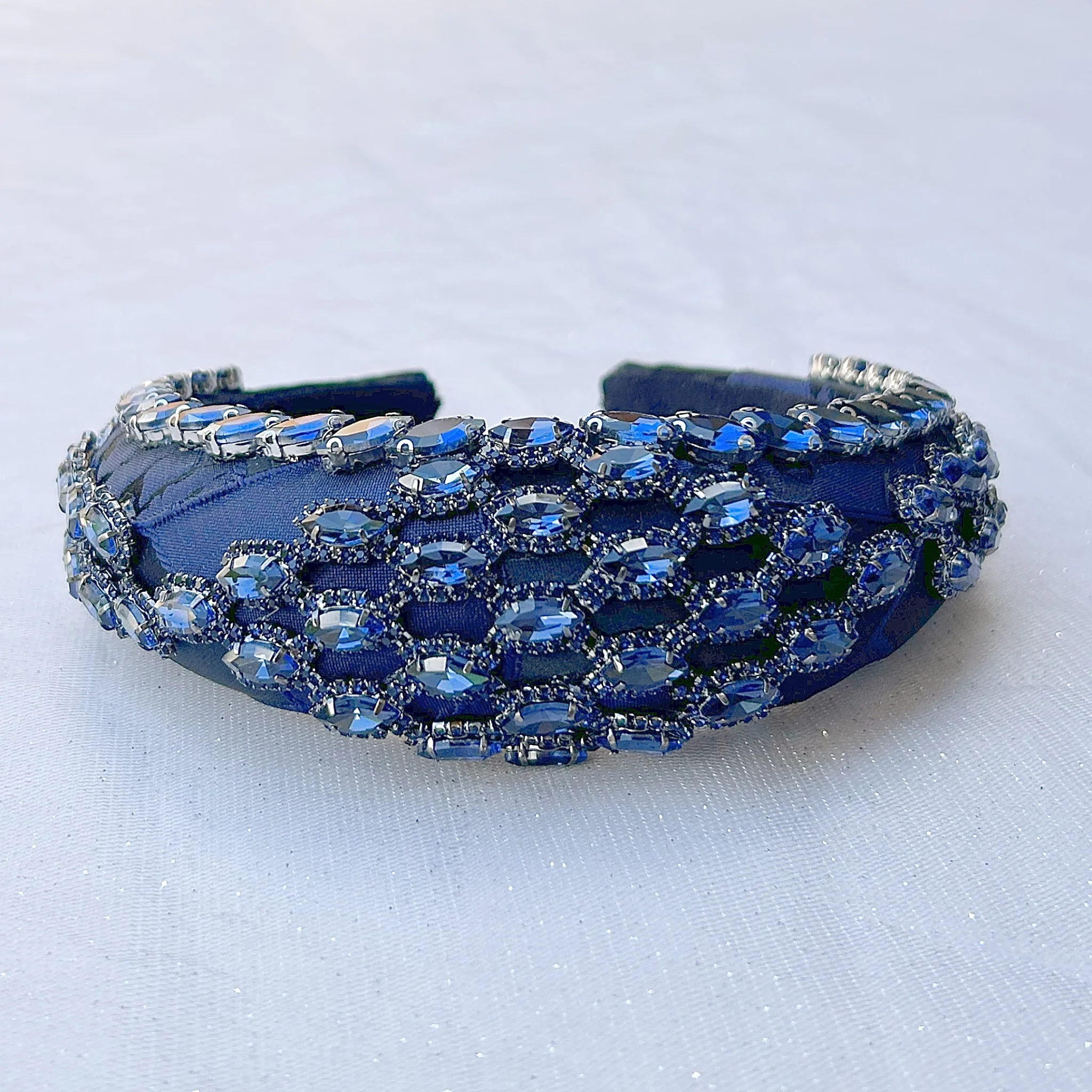 Navy Headpiece Wedding Headband Blue Races Headpiece Crystal