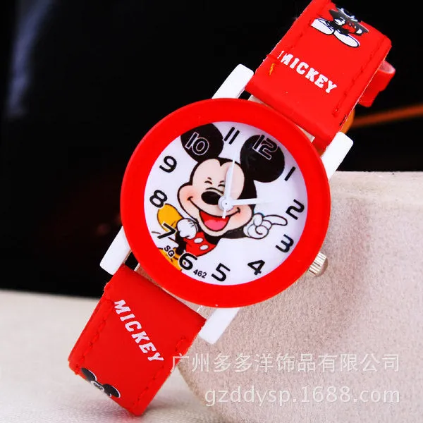New 2016 fashion cool mickey cartoon watch for children girls Leather digital watches for kids boys Christmas gift wristwatch