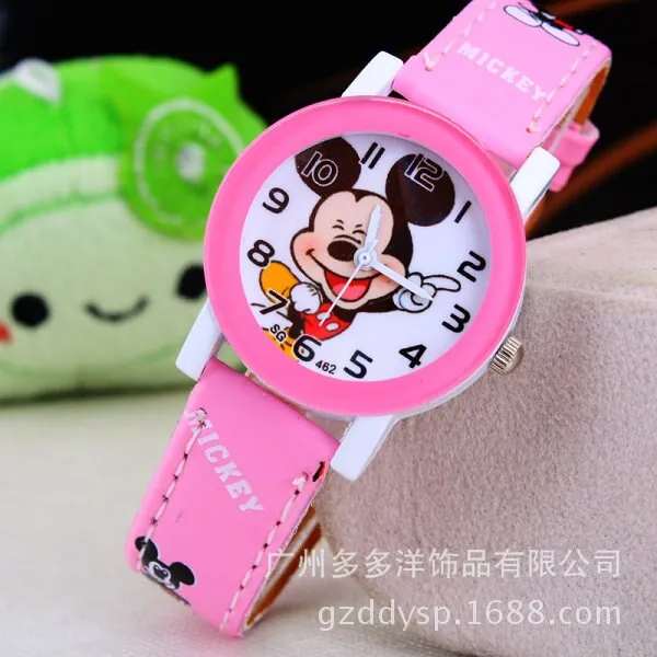 New 2016 fashion cool mickey cartoon watch for children girls Leather digital watches for kids boys Christmas gift wristwatch