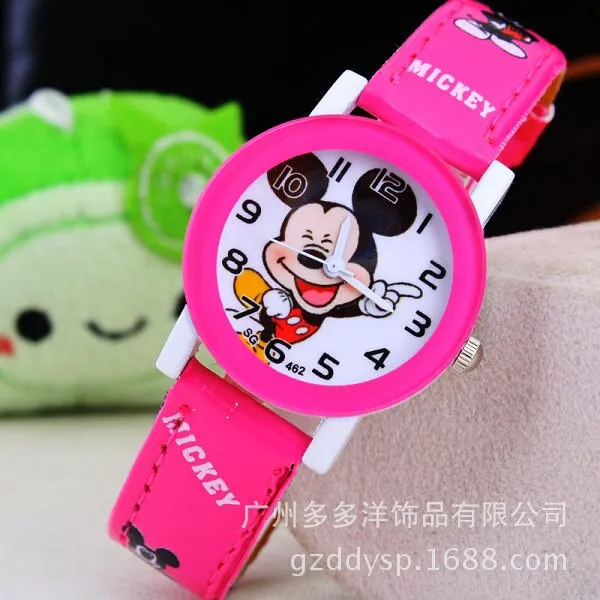 New 2016 fashion cool mickey cartoon watch for children girls Leather digital watches for kids boys Christmas gift wristwatch