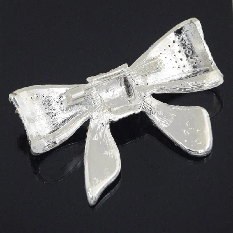 New Arrival Black White Full Rhinestone Bowknot Broocohes For Women