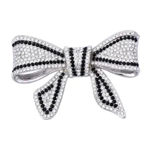 New Arrival Black White Full Rhinestone Bowknot Broocohes For Women