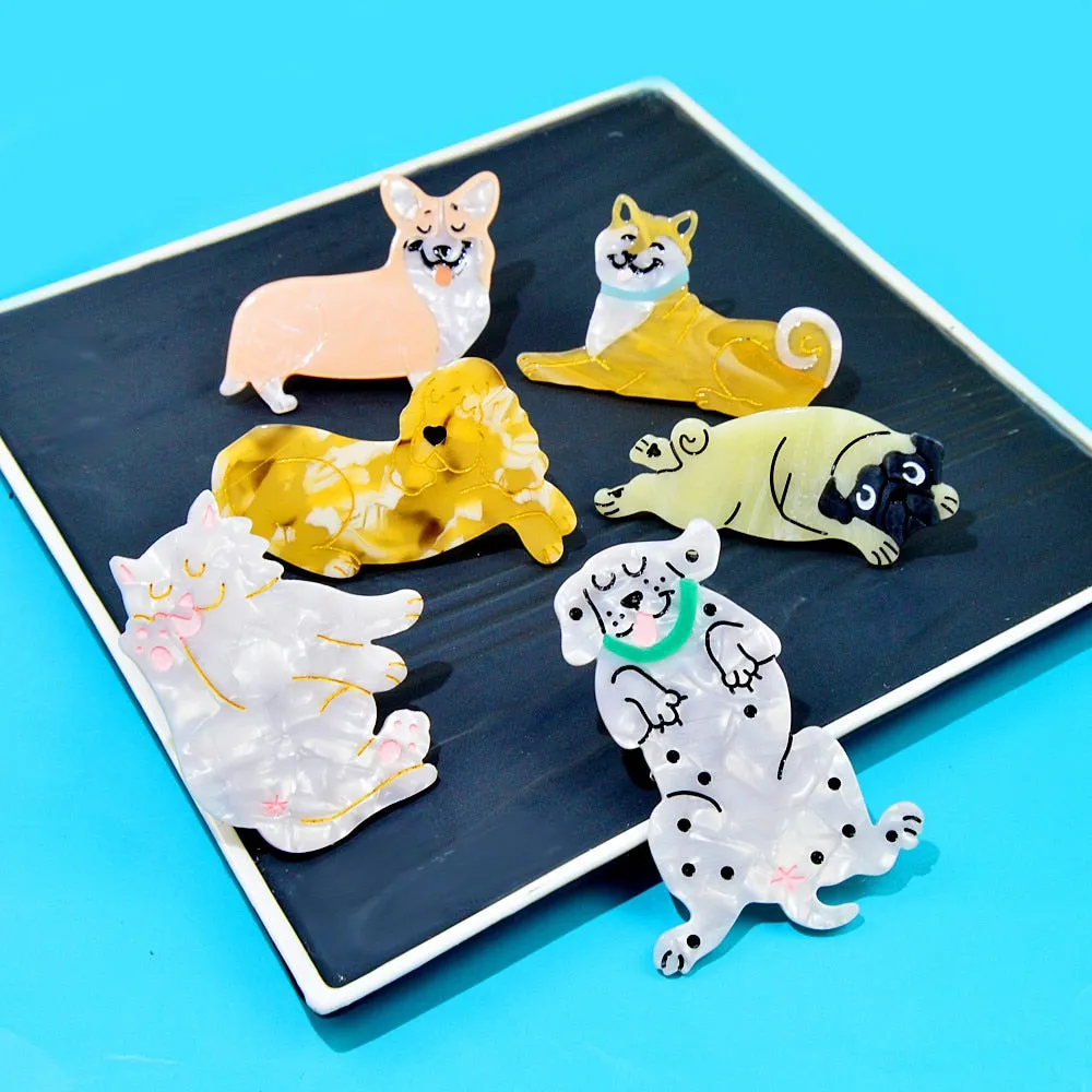 New Arrival Cute Acrylic Dog And Cat Brooches For Women
