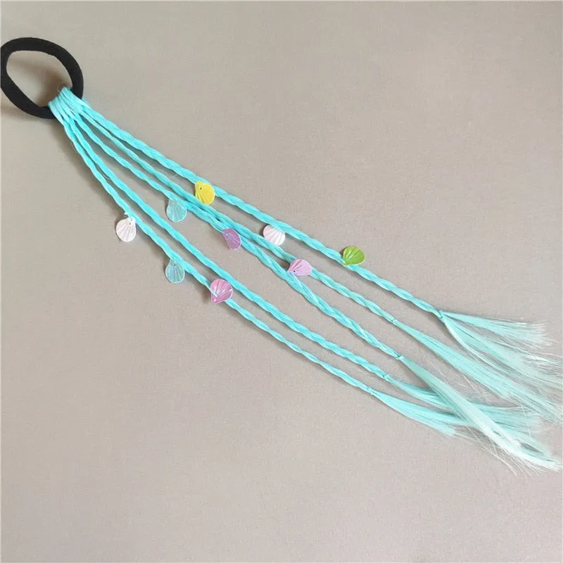 New Girls Colorful Wigs Ponytail Headbands Rubber Bands Beauty Hair Bands Headwear Kids Hair Accessories Head Band Hair Ornament