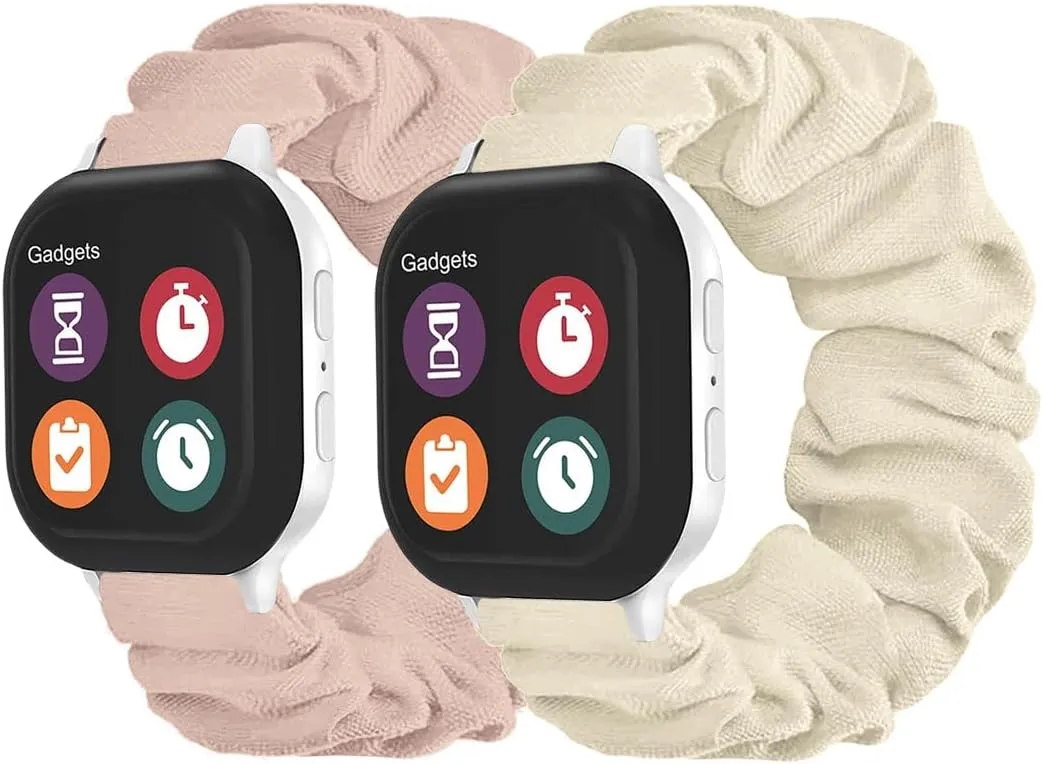 NewJourney 2 Pack Soft Cloth Scrunchie Band Compatible with Gizmo Watch 3/2/1 & Gabb Watch 3/2/1 & SyncUP Kids Watch, Cute & Stretchy Solo Loop Band for Kids