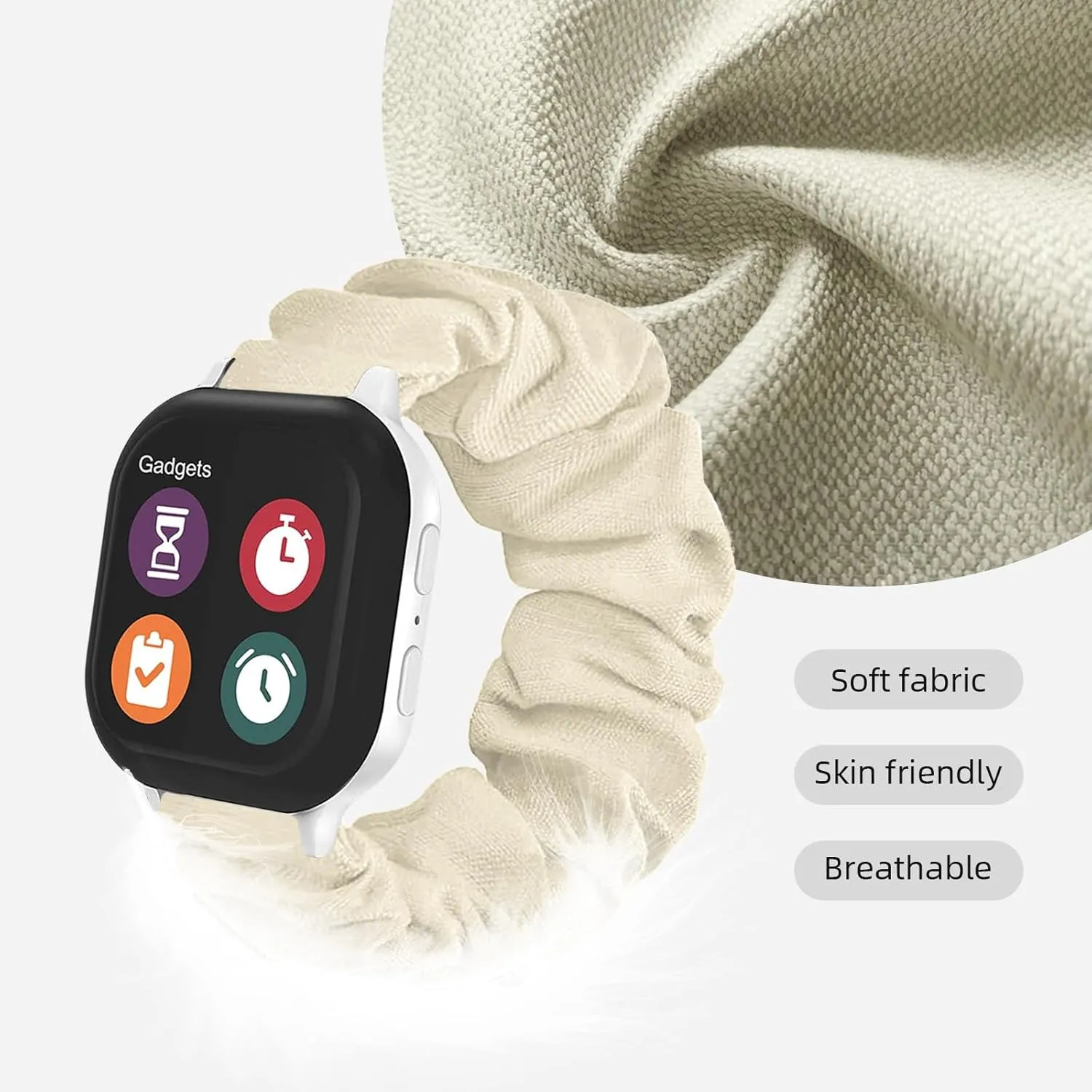 NewJourney 2 Pack Soft Cloth Scrunchie Band Compatible with Gizmo Watch 3/2/1 & Gabb Watch 3/2/1 & SyncUP Kids Watch, Cute & Stretchy Solo Loop Band for Kids