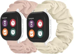NewJourney 2 Pack Soft Cloth Scrunchie Band Compatible with Gizmo Watch 3/2/1 & Gabb Watch 3/2/1 & SyncUP Kids Watch, Cute & Stretchy Solo Loop Band for Kids