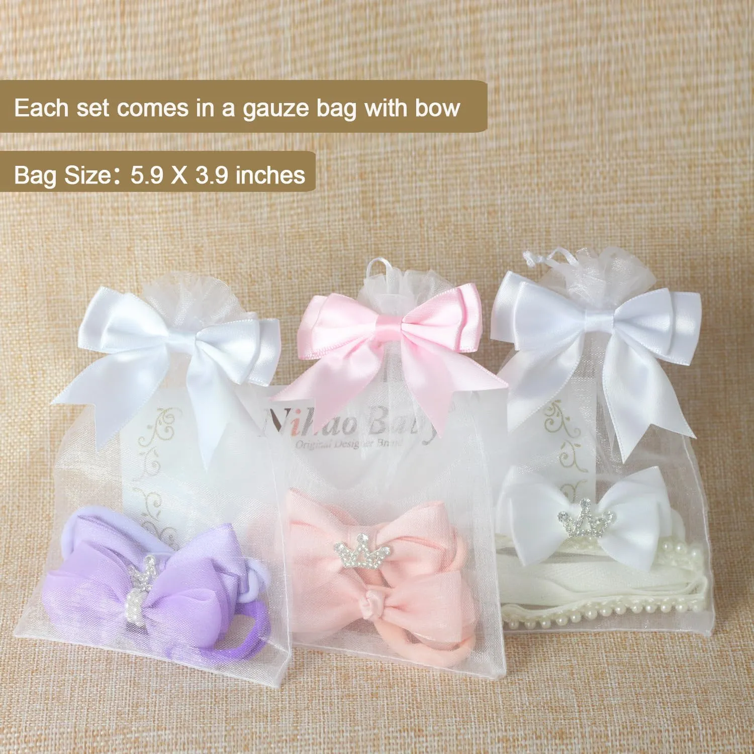 Nihao Baby White Baptism Cotton Lace Headband with Cross and Floral White Cotton Fabric Headband for Baby Girls