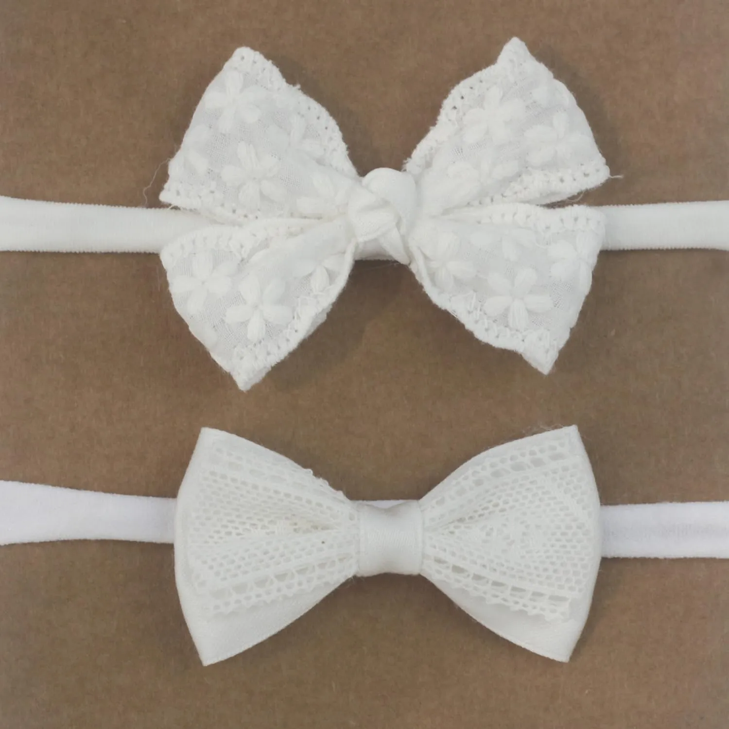 Nihao Baby White Cotton Lace Headband and White Embroidery Floral Lace Headband for Baby Girls